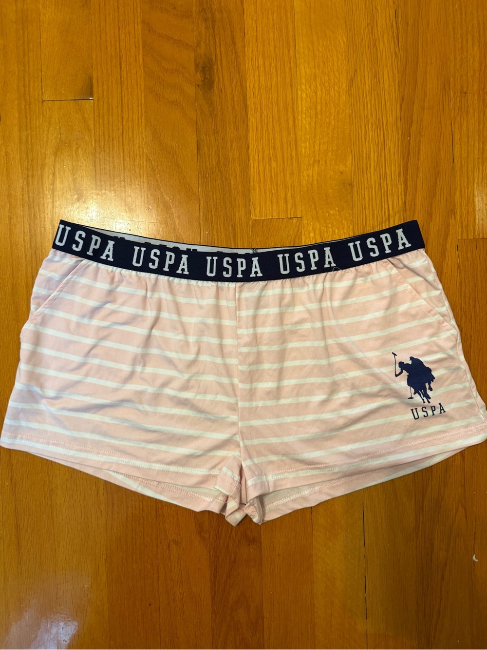U.S. Polo Assn. Pink & White Striped Athletic Lounge Shorts